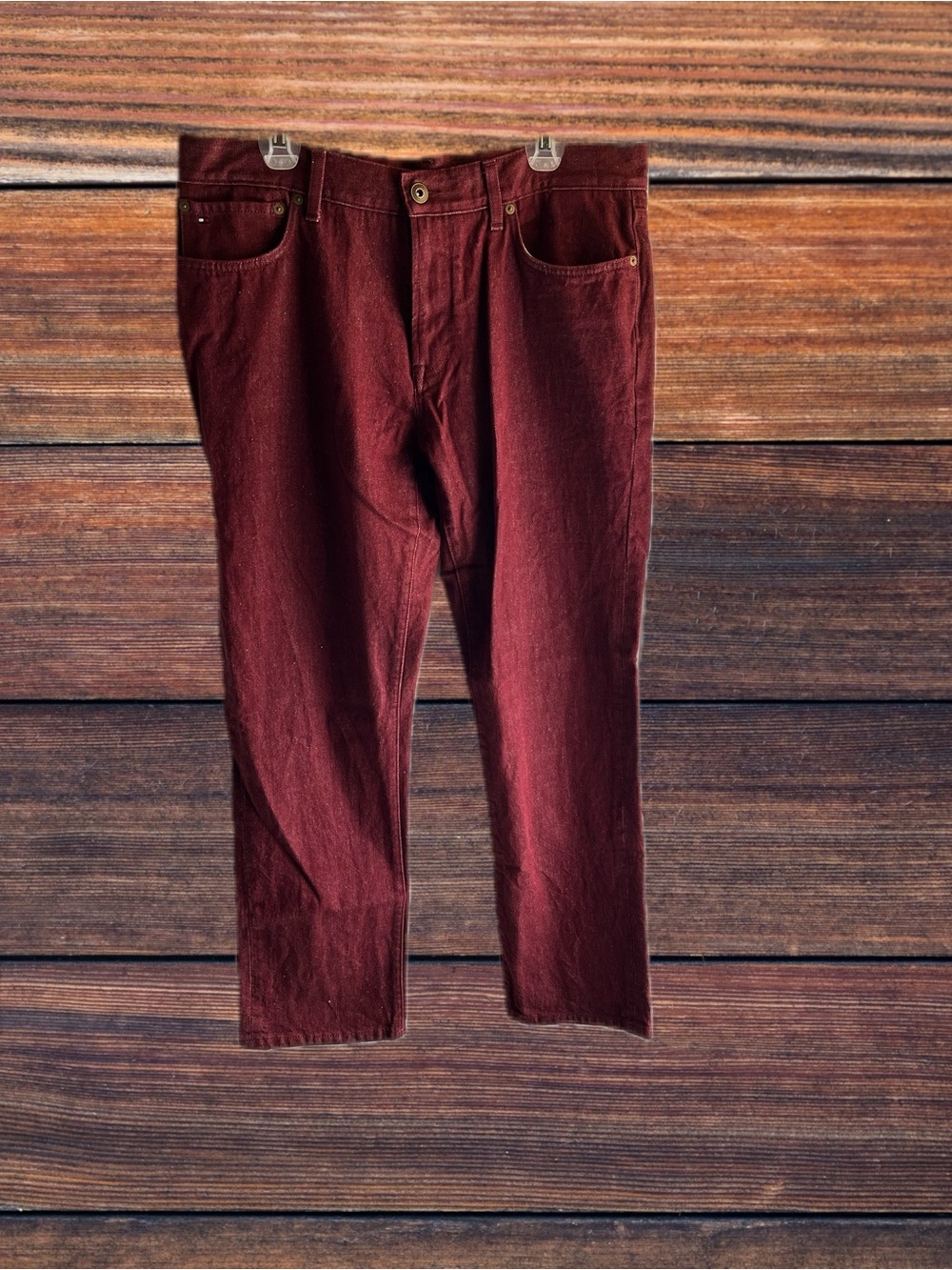 Tommy Hilfiger Straight Leg Burgundy Men's Jeans